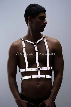Reflective (Glow in the Dark) Chest Harness, Clubwear, Stylish Men's Body Accessory - APFTM40