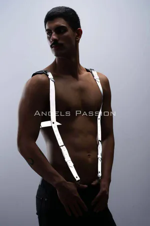 Glow in the Dark - Reflective Trousers Suspenders, Men's Chest Harness - Reflective Clubwear - APFTM135