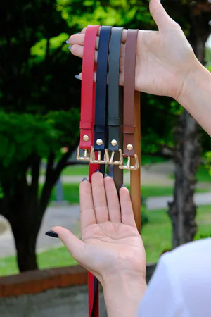 Belt Set of 4 - Gold Accessory - Black Belt - Red Belt - Khaki Belt - Tan Belt
