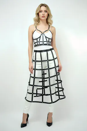 Leather Skirt and Leather Chest Harness Suit, Cosplaywear - APFT1013