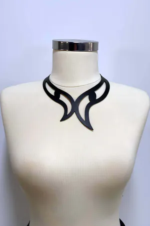 Leather Choker, Eye Detailed Choker Necklace - APFT1412