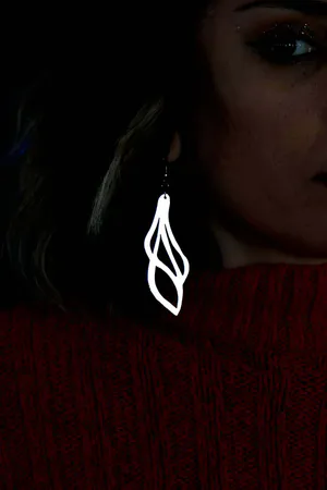 White Reflective Dangle Earrings, Stylish Laser Cut Earrings - APBJ001
