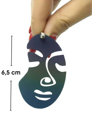 Rainbow Reflective Abstract Women's Face Earrings, Stylish Laser Cut Earrings - APBJ005