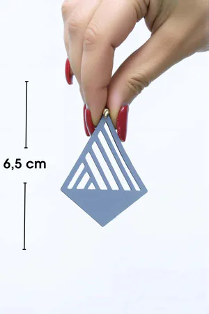 White Reflective Triangle Earrings, Stylish Laser Cut Earrings - APBJ007
