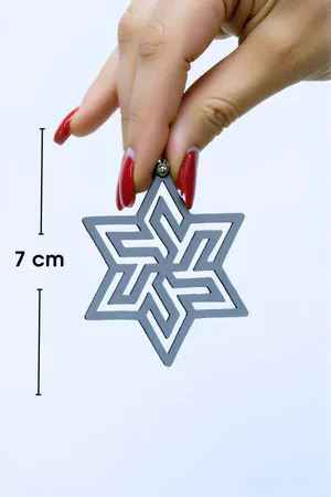 White Reflective Abstract Star Earrings, Stylish Laser Cut Earrings - APBJ019