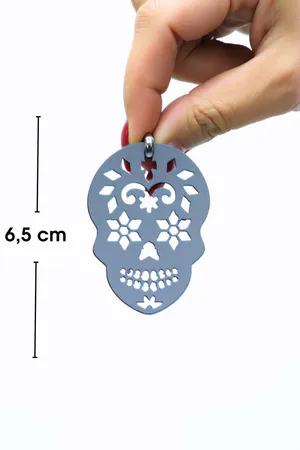 White Reflective Skull Gothic Earrings, Stylish Laser Cut Earrings - APBJ029