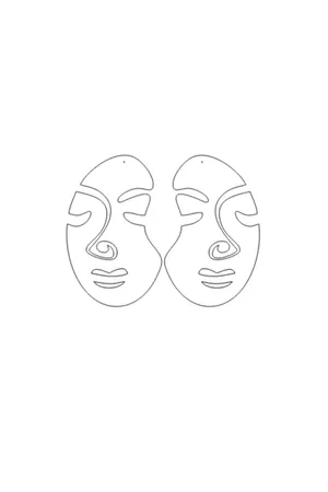 Black Abstract Women's Face Earrings, Stylish Laser Cut Leather Earrings - APBJ005