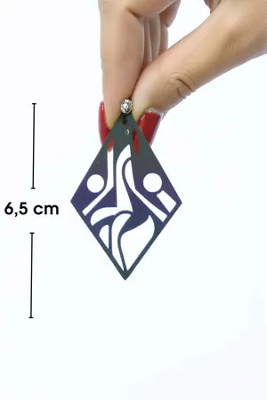 White Reflective Geometric Earrings, Stylish Laser Cut Earrings - APBJ009