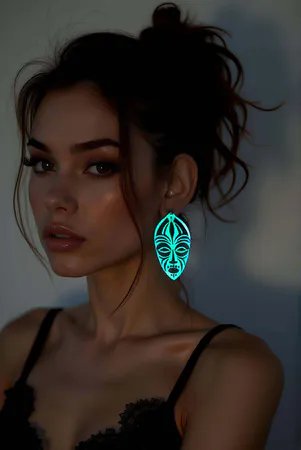 Rainbow Reflective Ethnic Face Earrings, Stylish Laser Cut Earrings - APBJ022