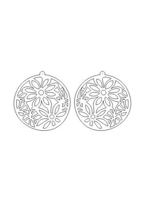 Black Flower Earrings, Stylish Design Laser Cut Leather Earrings - APBJ023