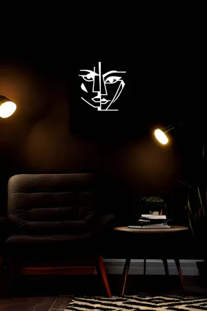 Face Reflected in the Dark, Reflective Leather Abstract Face, Abstract Face