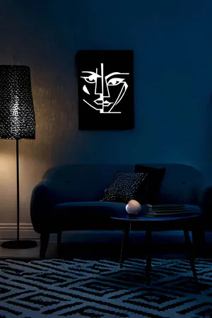 Face Reflected in the Dark, Reflective Leather Abstract Face, Abstract Face