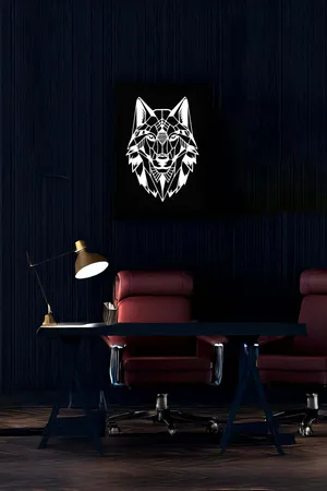 Wolf Silhouette on Reflective Leather, Painting That Comes to Me in the Dark