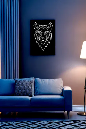 Geometric Reflective Lion Leather Wall Decoration with Lion Figure