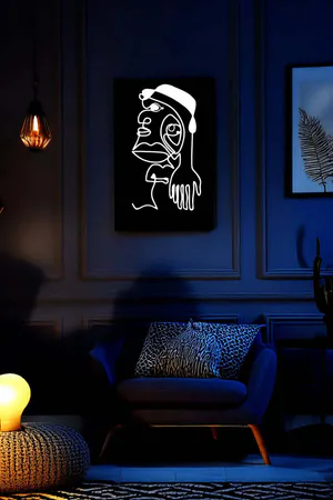 Minimalist Single Line Art, Reflective Leather Wall Decor