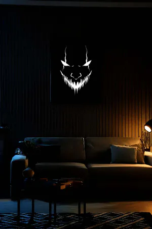 Horror Themed Reflective Monster Face Leather Wall Decoration