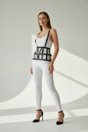 Black Skirt Leather Banded Structural Cage - APFT1252