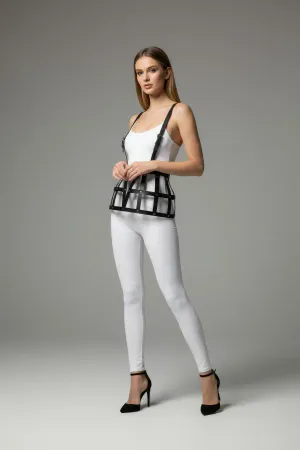 Black Skirt Leather Banded Structural Cage - APFT1252