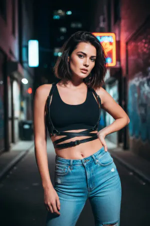 Black Women's Belt Multiple Band Detailed Body Belt - APFT198