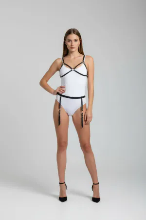 Black Harness Set with Metal Ring Leg Band - APFT228