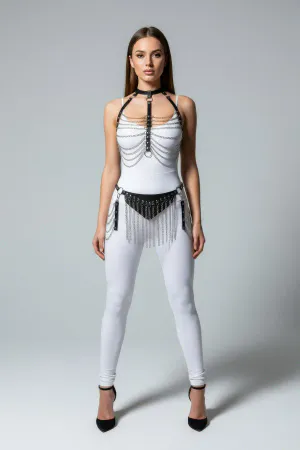 Black Skirt Chain Detailed Skirt Faux Leather Skirt Short Skirt - APFT328