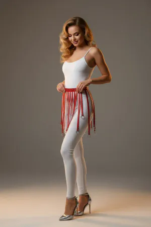 Red Skirt Leather Hoop Detailed Skirt Mini Skirt Accessory - APFT579