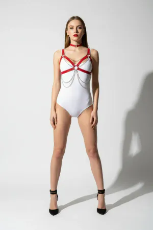 Red Women's Belt Cross-Tied Chain Body Belt - APFT952