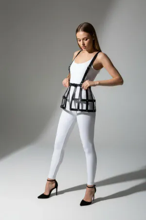 Black Skirt Leather Cage Detailed Skirt High Waist Skirt - APFT983