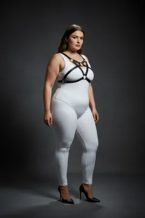 Plus Size Black Women's Harness Set with Ring Detail, Stylish Fancy Accessory - APFT1239