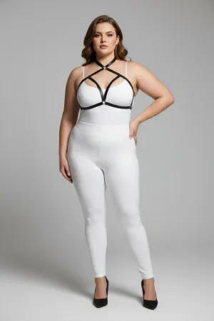 Plus Size Black Women's Elastic Harness Set Cross Strap Bra Accessory - APFT100