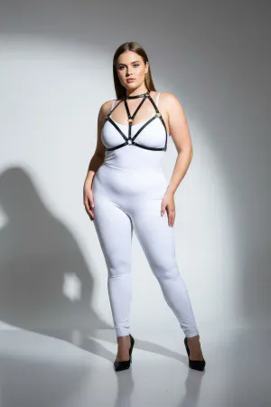 Plus Size Black Women's Leather Chest Harness Fantasy Accessory - APFT244