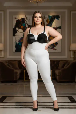 Plus Size Black Women's Harness Suit Leather Bustier Body Accessory - APFT250