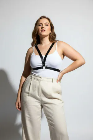 Large Size Black Women's Belt Leather Harness Style Combination Complement - APFT633