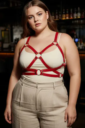 Plus Size Red Women's Belt Leather Corset Detailed Body Accessory - APFT816