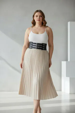 Plus Size Black Women's Belt Wide Corsage Model with Multiple Buckles - APFT827