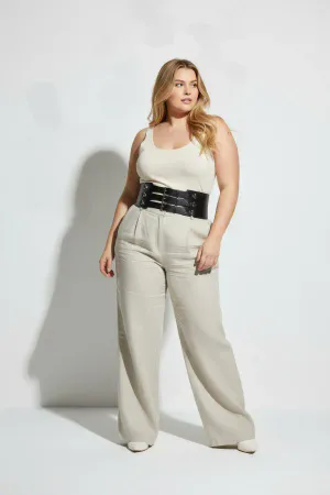 Plus Size Black Women's Belt Wide Corsage Model with Multiple Buckles - APFT827