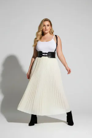 Plus Size Black Women's Leather Belt with Wide Corset Look Shoulder Strap - APFT853