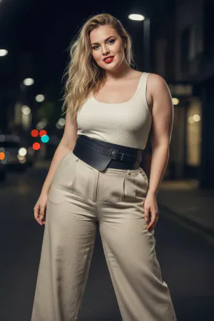 Plus Size Black Women's Belt Wide Cut Bodice Dress Top - APFT1128