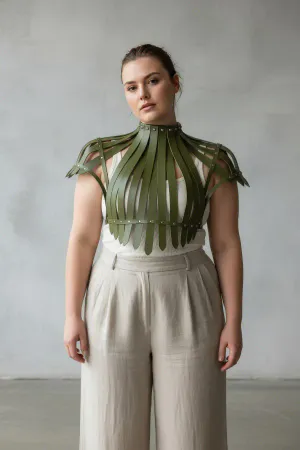 Plus Size Khaki Women's Belt Corset Look Leather Body Accessory - APFT1257