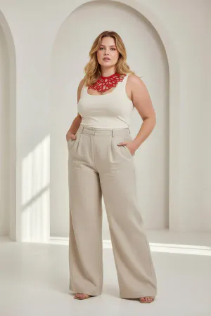 Plus Size Red Women's Choker Evening Dress Elegance with Laser Cut Detail - APFT1407