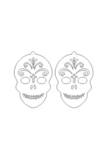 White Reflective Skull Gothic Earrings, Stylish Laser Cut Earrings - APBJ014 - Image 3