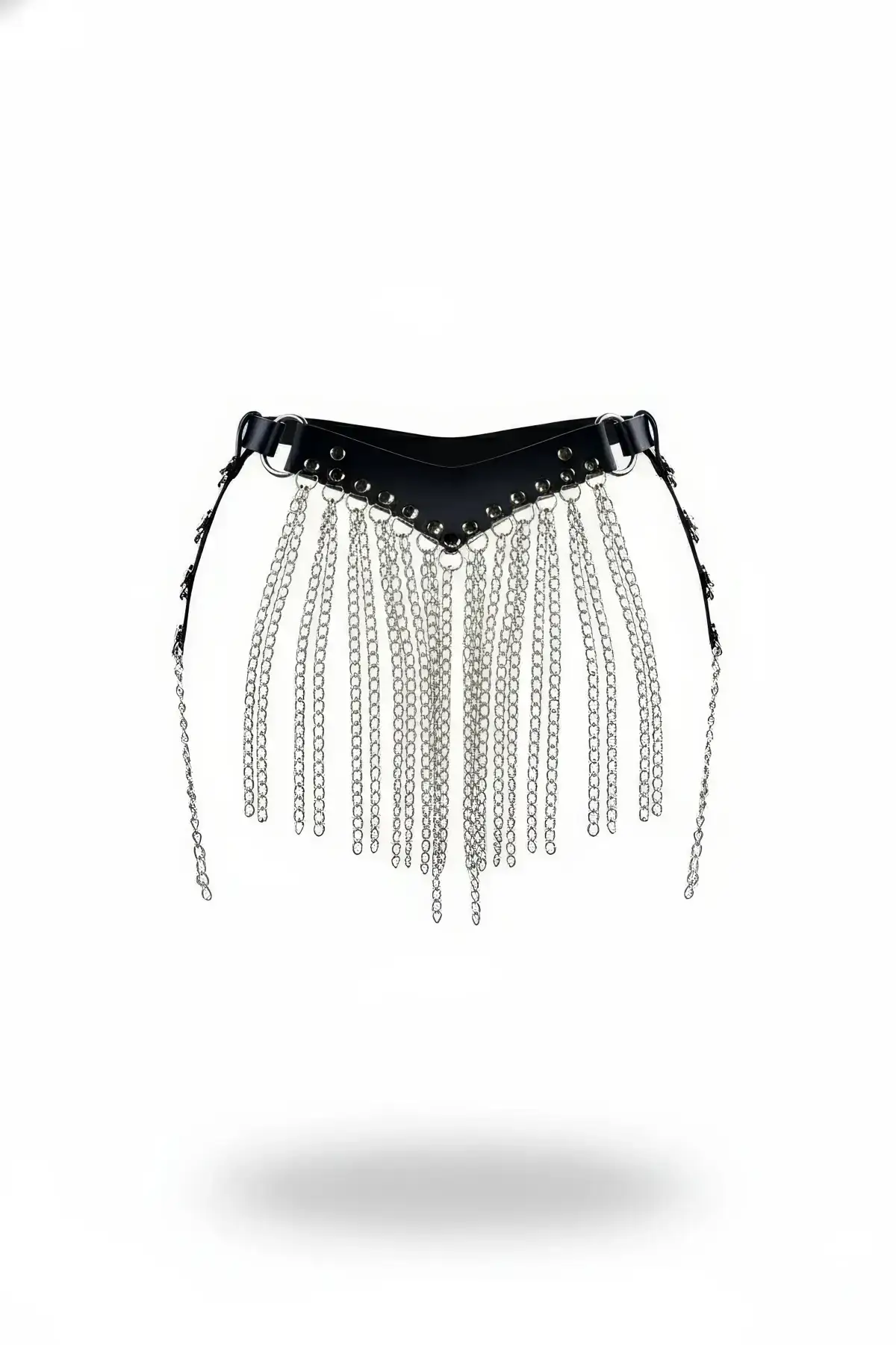 Black Skirt with Chain Detail, Faux Leather Skirt, Mini Skirt - SH301