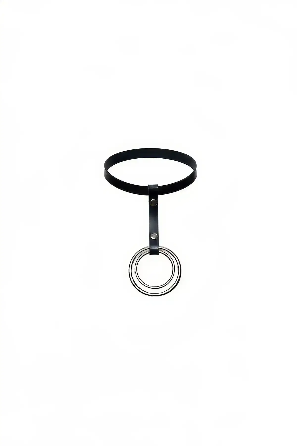 Black Choker with Thick Leather Ring Detail - SH414