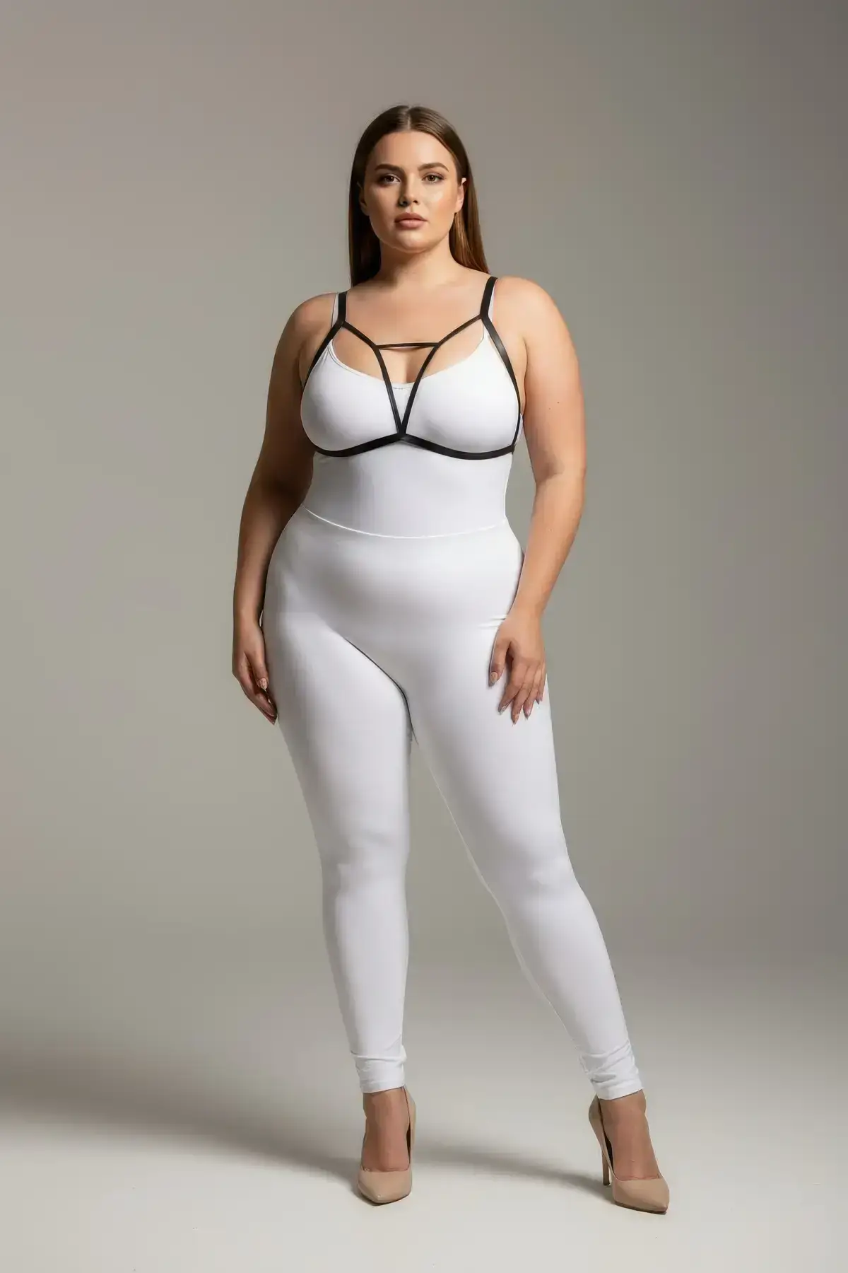 Plus Size Black Women's Elastic Harness Adjustable Fancy Accessory - SH104