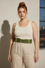 Plus Size Khaki Women's Belt, Wide Fit Double Buckle Combination Accessory - SH1203 - Image 5